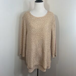 Gibson Latimer Sweater Blouse M Sparkle Rose Gold Layered Tunic Sequins Crochet